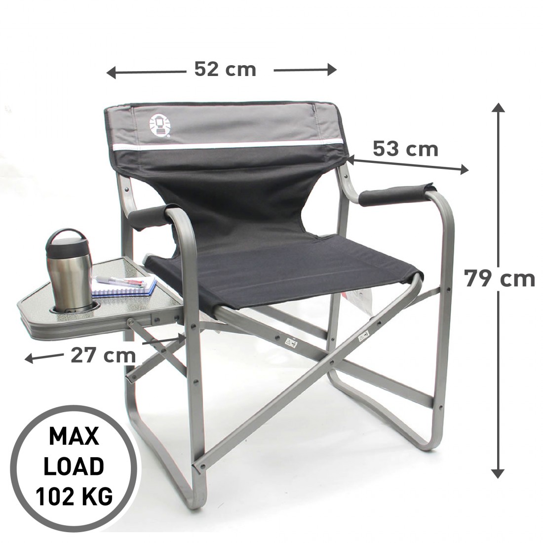 Coleman Aluminum Deck Chair with Table (Black) Coleman Aluminum Deck Chair with Table (Black)